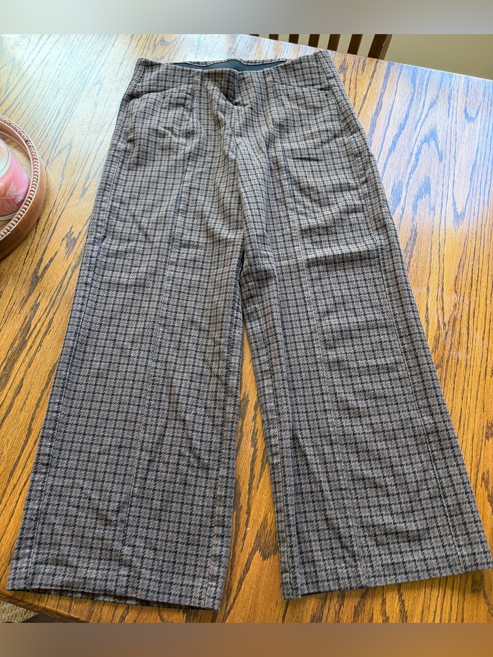 Old Navy Gold Houndstooth Trouser Pull On Pixie High Rise Wide Leg Pants Large